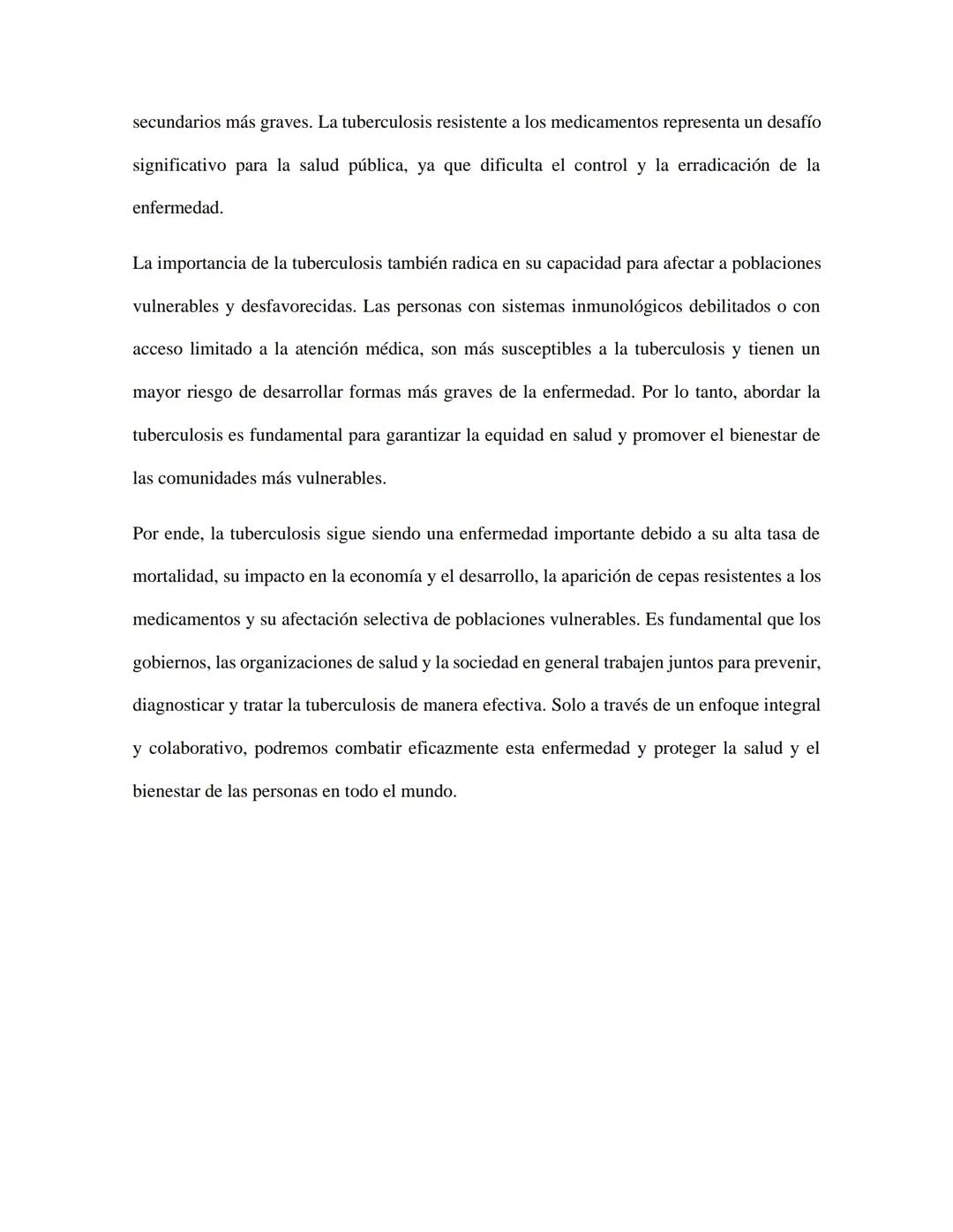 La tuberculosis
La tuberculosis es una enfermedad infecciosa causada por la bacteria Mycobacterium
tuberculosis. Aunque ha existido por sigl