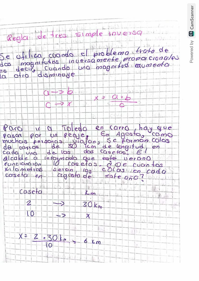 Regla de tres simple inversa
Se utiliza cuando el problema trato de
das magnitudes.
inversamente proporcionales
una magnitud aumenta
es deci