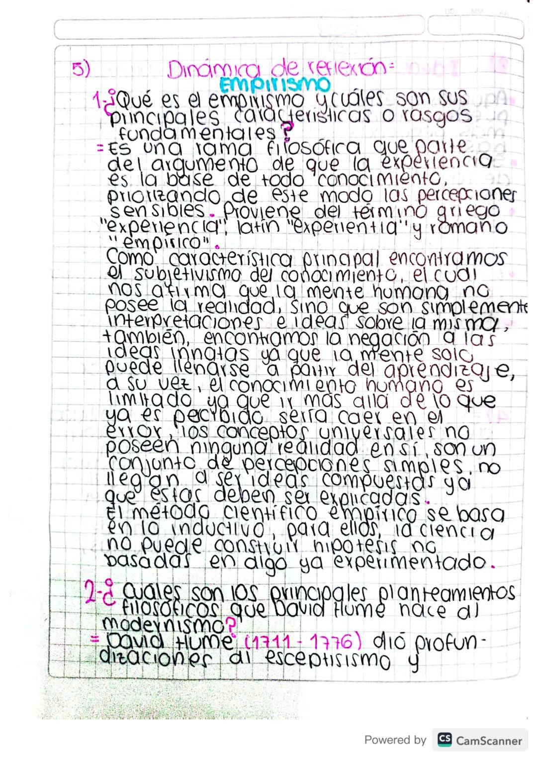 MM
5)
Dinámica de reflexion=
Empirismo
1-iQué es el empirismo y cuáles son sus A
principales caracteristicas o rasgos q
fundamentales?
= ES 