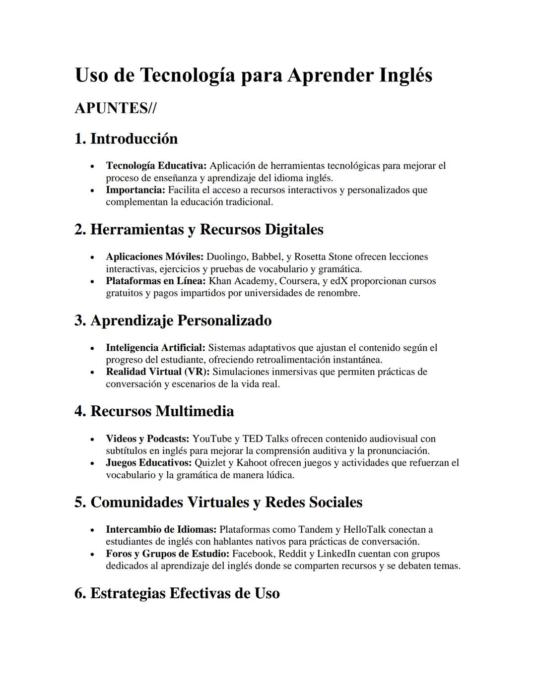 Uso de Tecnología para Aprender Inglés