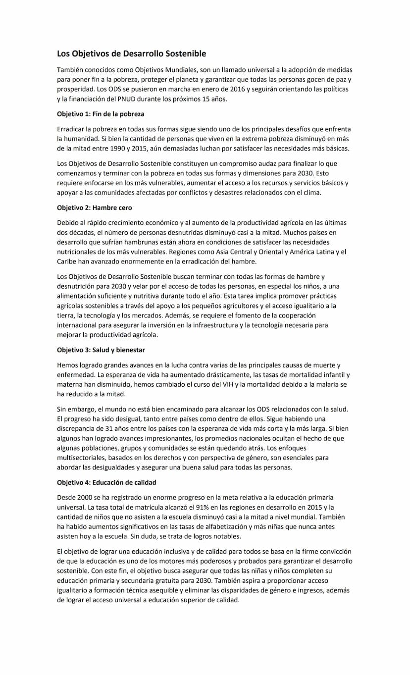 Los Objetivos de Desarrollo Sostenible
También conocidos como Objetivos Mundiales, son un llamado universal a la adopción de medidas
para po