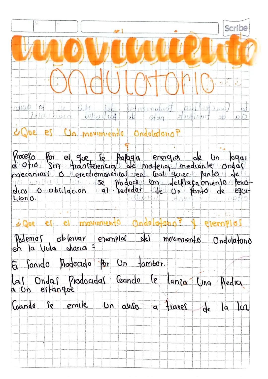 Scribe
# movimiento
# Ondulatorio
OM
1012

¿Que es Un movimienta Ondulatano?

Proceso Por el que se propaga energia de un logar
a Otro Sin t