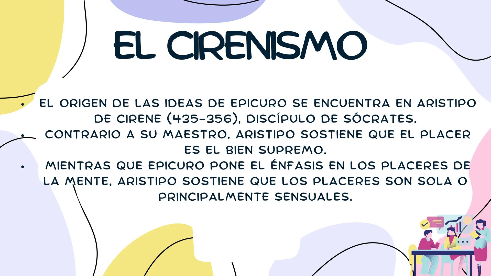 # EPICURO # CONTEXTO

*   EL EPICUREÍSMO SURGE DURANTE
EL DECLINAR DE LA CULTURA
GRIEGA -EL HELENISMO.

*   SU INTERÉS PRINCIPAL ES LA
ÉTICA