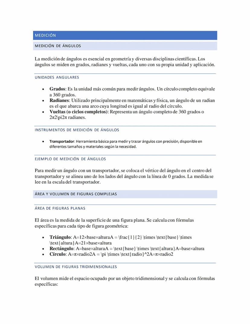 MEDICIÓN
MEDICIÓN DE ÁNGULOS
La medición de ángulos es esencial en geometría y diversas disciplinas científicas. Los
ángulos se miden en gra