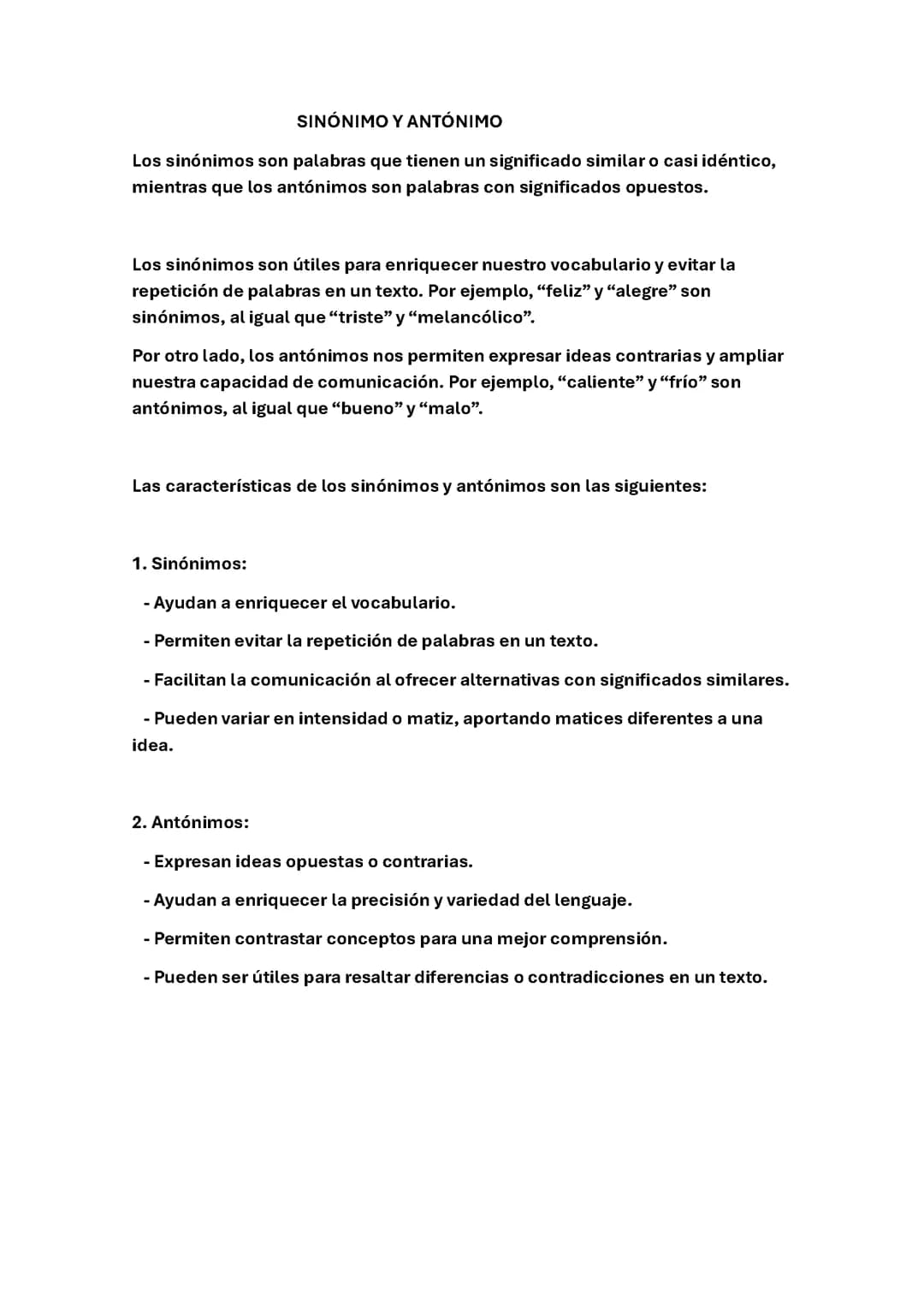 Sinónimo y antónimo 