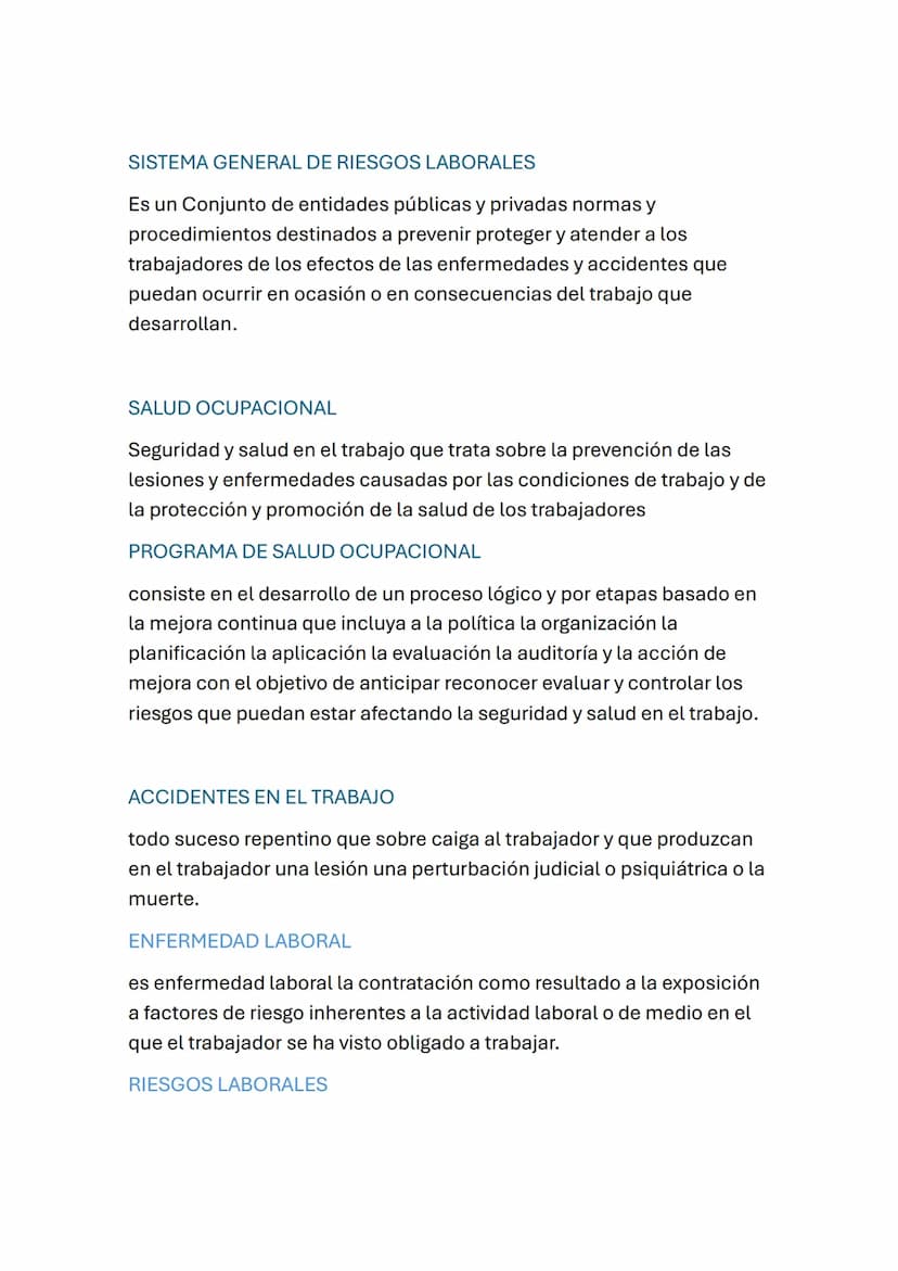 Objetivos del subsistema de gestión de seguridad y salud en el
trabajo de una empresa laboralmente saludable
disminuir la asentabilidad, las