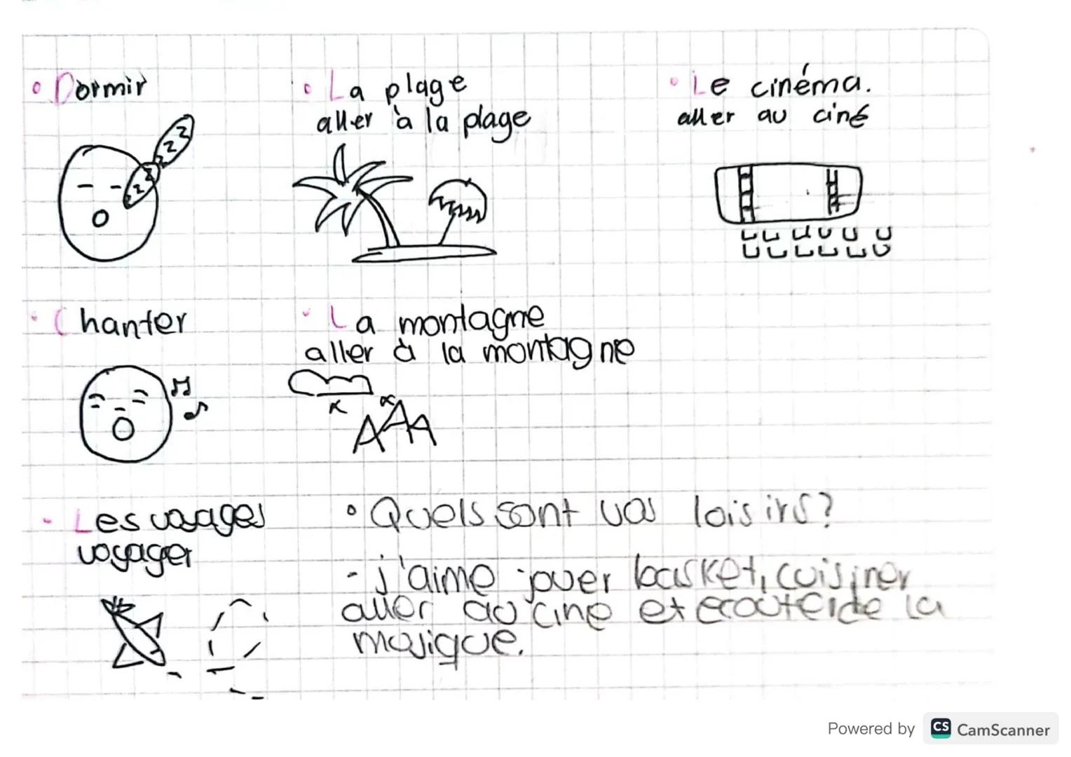 ### Les Loisits

*   •J'aime
baker, Luisiner
aller au cine et
ecouter de lamusigu
*   Jouer à la
playstation

*   La lecture
lire

*   La mu