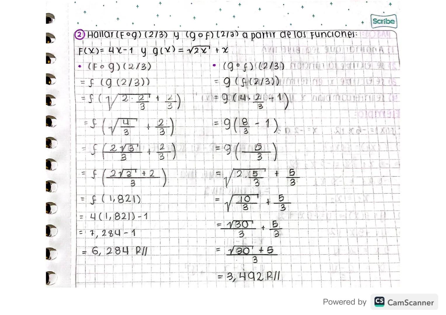 Scribe
septiembre 23/2021
# operaciones entre funciones
EJ: F(x)=-5x² + 2 → Domf(x)=ℝ
g(x)= x3 → Domg(x)= ℝ

*   f (x) ∩ g (x) = ℝ
*   F(x) 