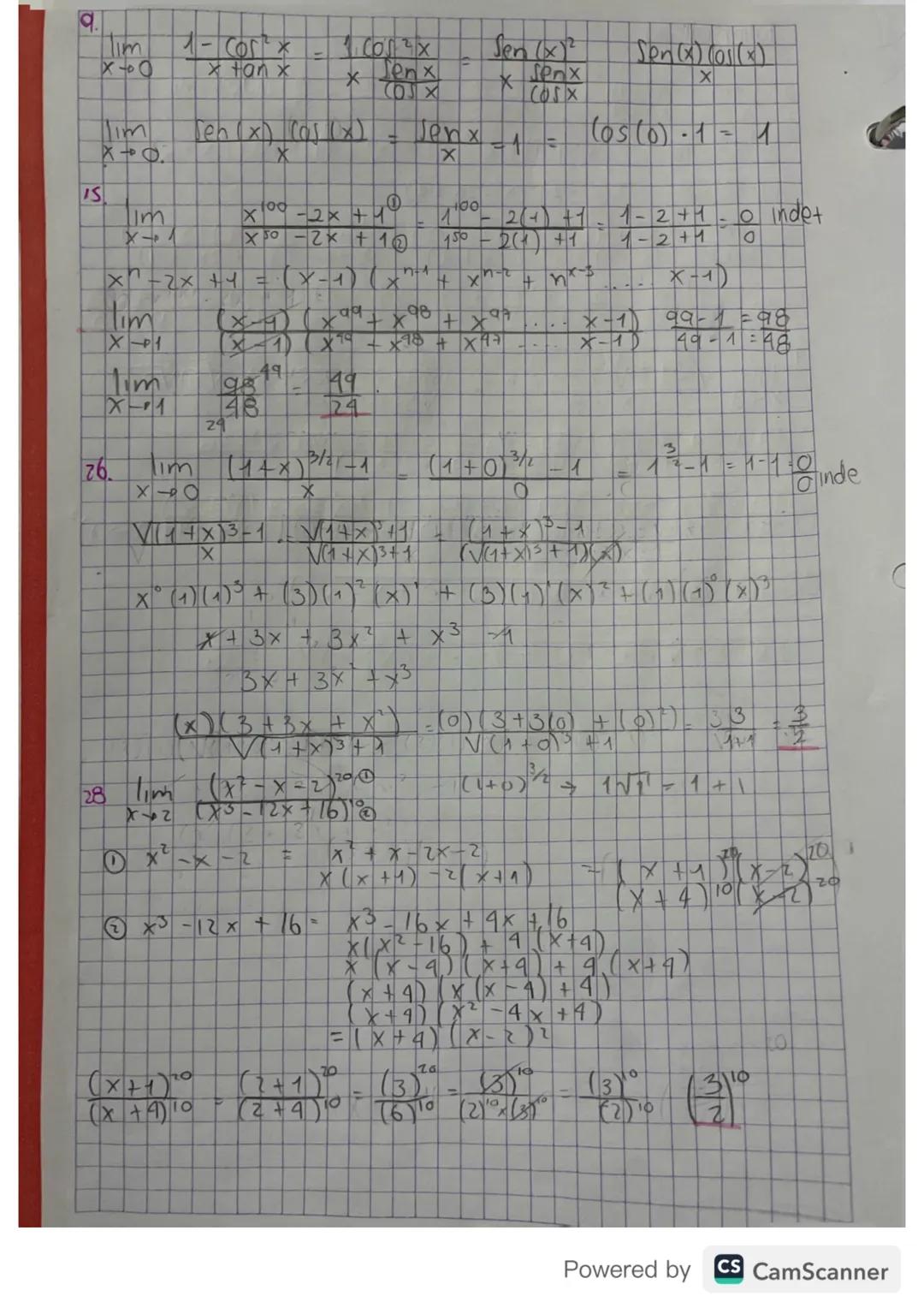 Taller calculo

3. lim  $\frac{x^{4}-16}{x^{3}-8}$ = $\frac{(2)^{4}-16}{(2)^{3}-8}$ = $\frac{16-16}{8-8}$ = $\frac{0}{0}$ Indetermi
   X-02
