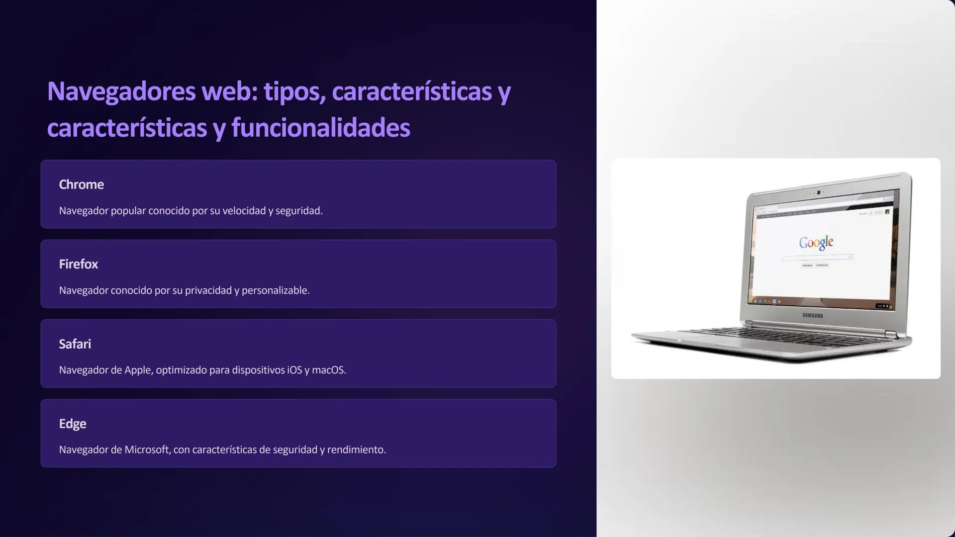 Internet y la
Navegación Web
Internet es una red global que conecta computadoras y dispositivos. La
dispositivos. La navegación web es el ac