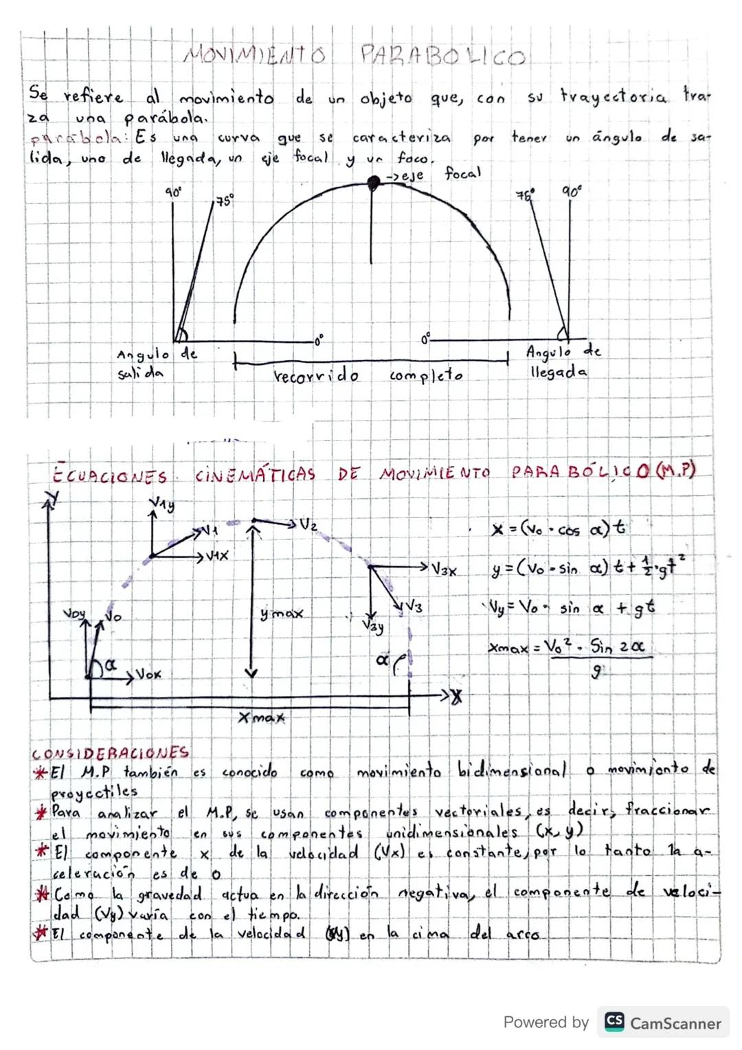 # MOVIMIENTO PARABOLICO

Se refiere al movimiento de un objeto que, con su trayectoria trar
za una parábola.
Parábola. Es una curva que se c