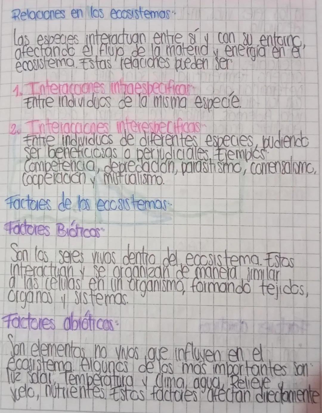 # Relaciones en los ecosistemas.

Las esperes interactuan entre sí y con su entorno,
afectando el flujo de la materid y energía en el'
mater
