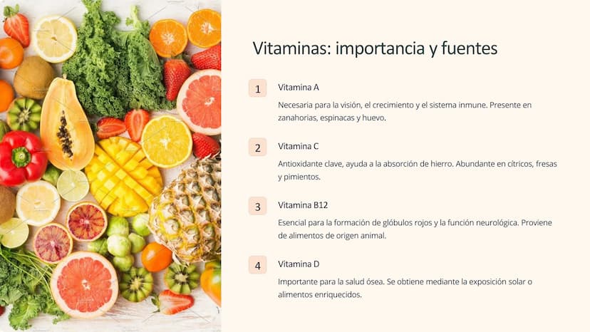 Química de alimentos:
Aditivos, conservantes,
colorantes, vitaminas
Explora los fascinantes componentes químicos que dan a los
alimentos sus