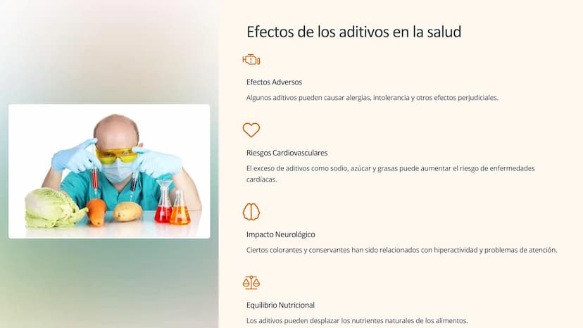 Química de alimentos:
Aditivos, conservantes,
colorantes, vitaminas
Explora los fascinantes componentes químicos que dan a los
alimentos sus
