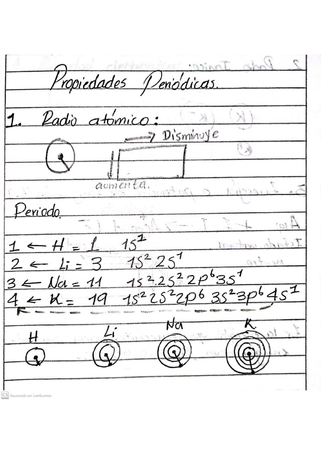 Carina ahad
Propiedades Periódicas.
1. Radio atómico:
→7 Disminuye
0
Periodo
1<H = 1
2 L = 3
3< Na = 11
aumenta.
152
152251
+
A
152.25² 2p6 