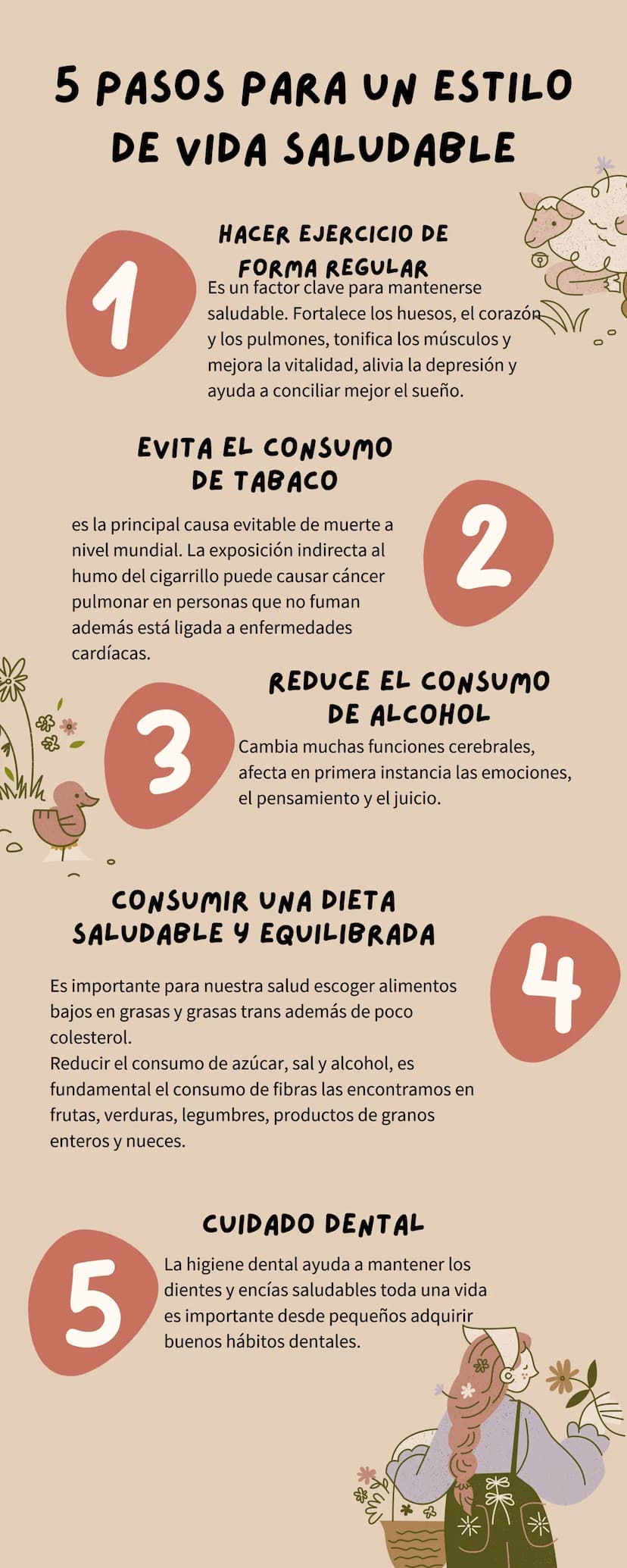 5 PASOS PARA UN ESTILO
DE VIDA SALUDABLE
1
HACER EJERCICIO DE
FORMA REGULAR
Es un factor clave para mantenerse
saludable. Fortalece los hues
