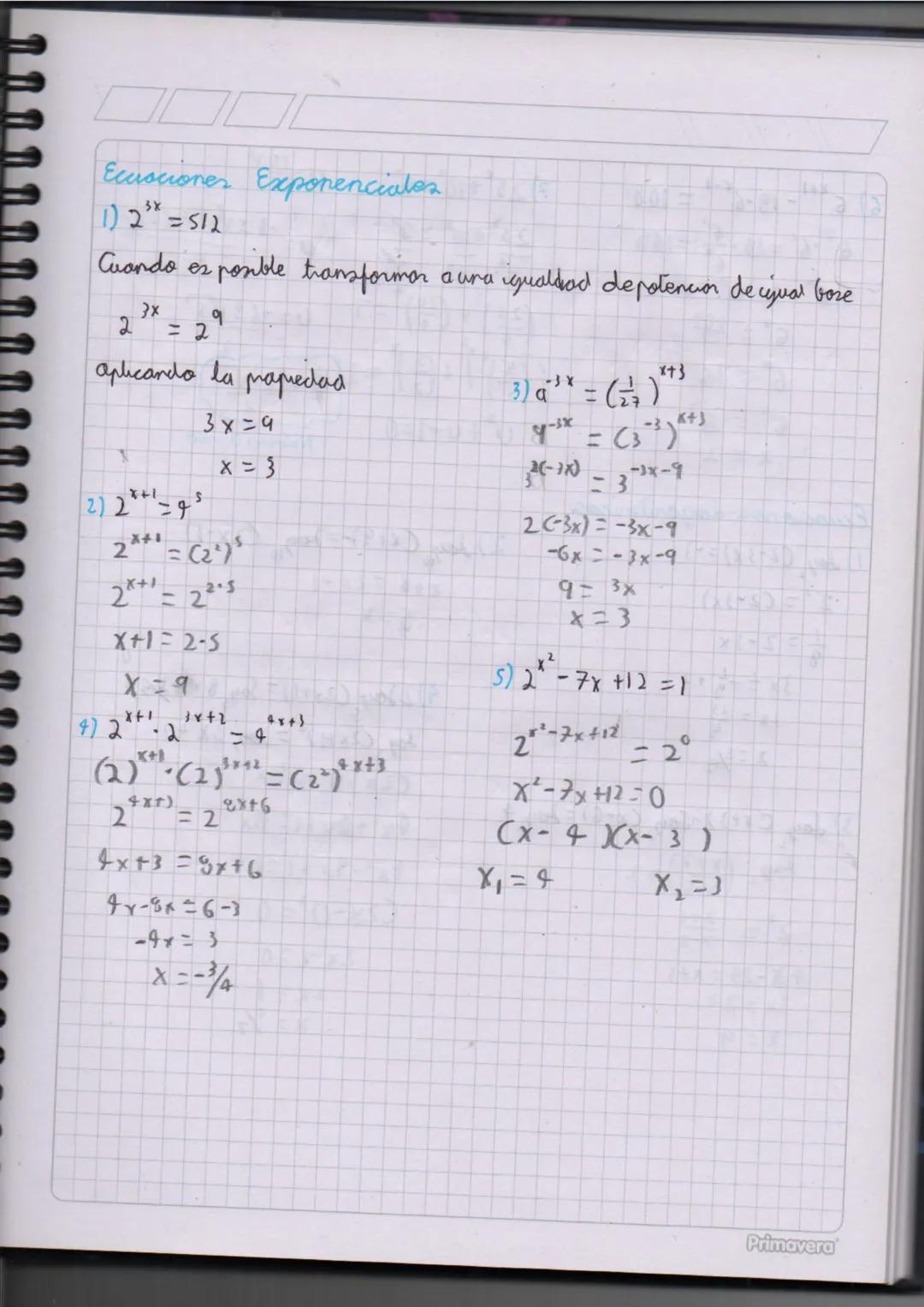 Ecuaciones exponenciales y logarítmicas