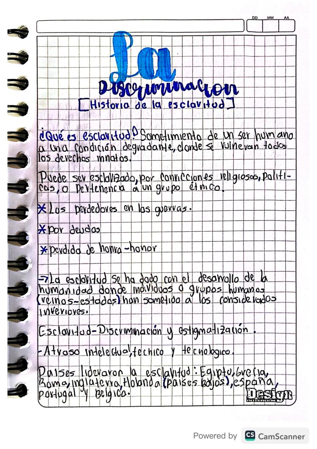 # La

Discriminacion

[Historia de la esclavitud]

¿Qué es esclavitud? Sometimiento de un ser humano
a una condición degradante, clonde se v