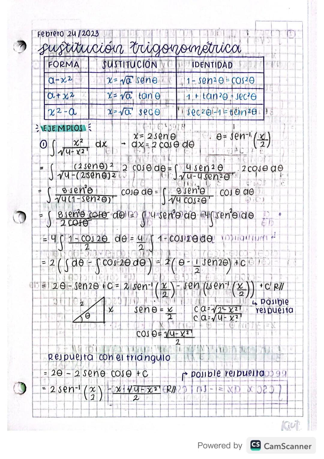 Matemáticas grado 11 - Sustitución trigonométrica