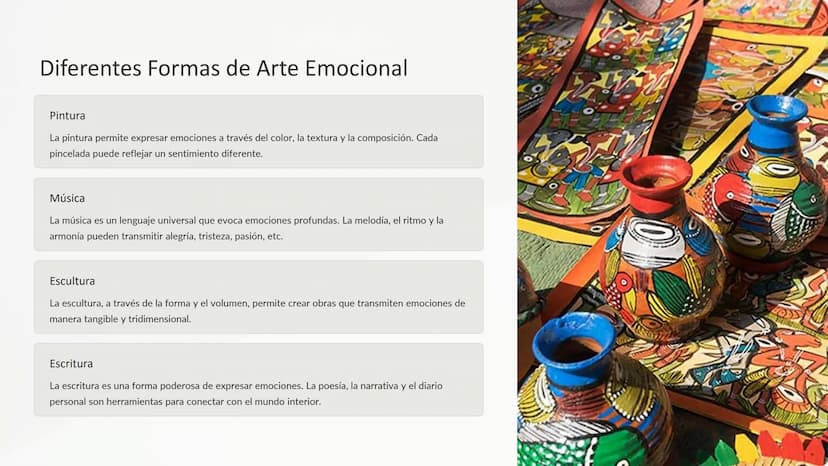 Arte y Emociones
El arte siempre ha sido una vía para expresar el alma humana. Sus
diversas formas y lenguajes se convierten en un puente pa