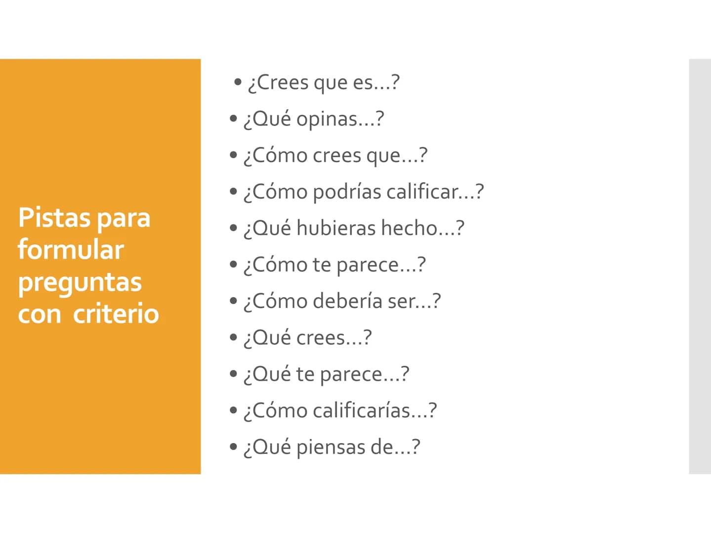 Niveles de lectura Nivel literal
Es el reconocimiento de todo aquello que está
explícito en el texto.
• Identificar detalles
• Precisar el e