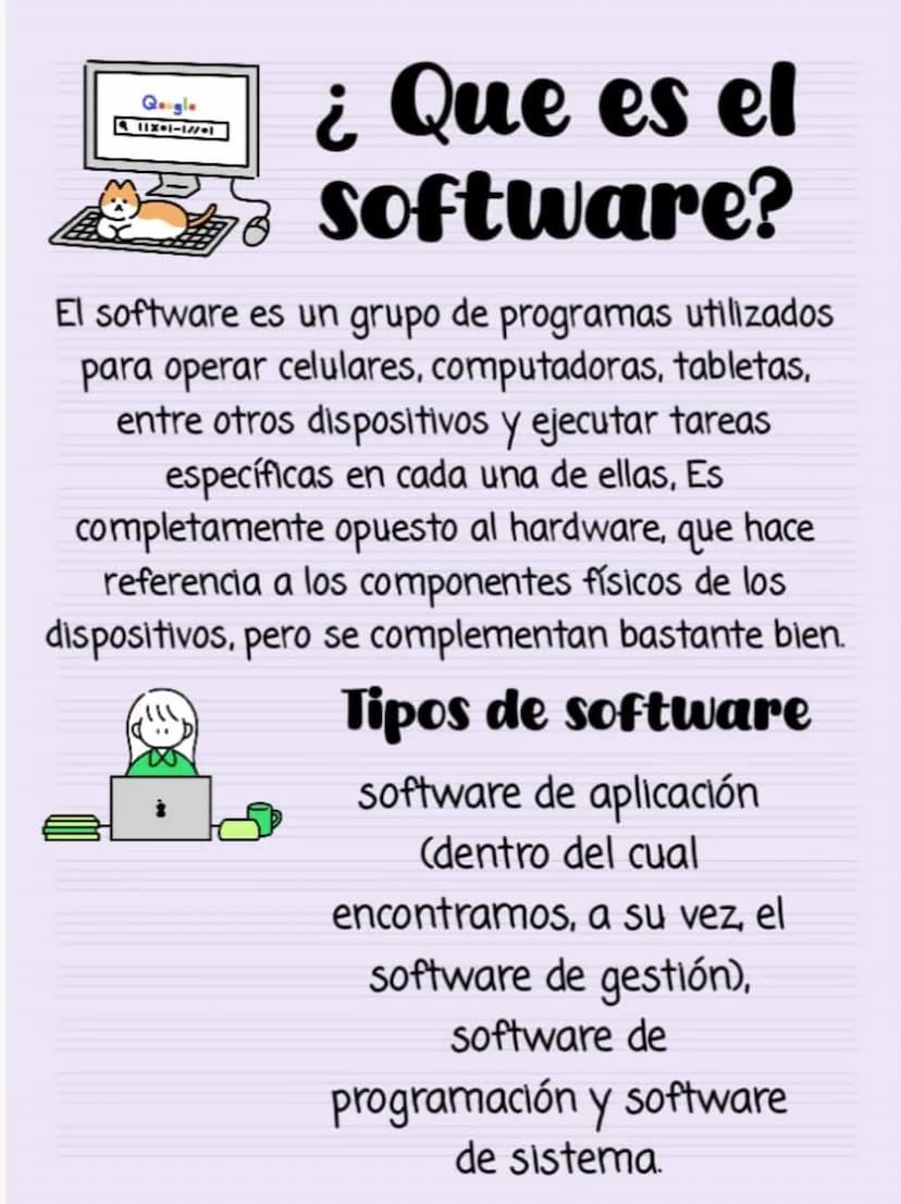 Quigle
11801-1771
¿Que es el
software?
El software es un grupo de programas utilizados
para operar celulares, computadoras, tabletas,
entre 