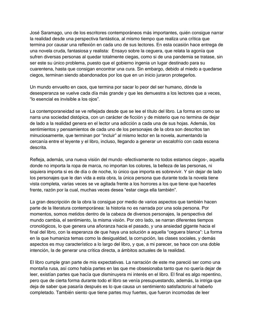 José Saramago, uno de los escritores contemporáneos más importantes, quién consigue narrar
la realidad desde una perspectiva fantástica, al 