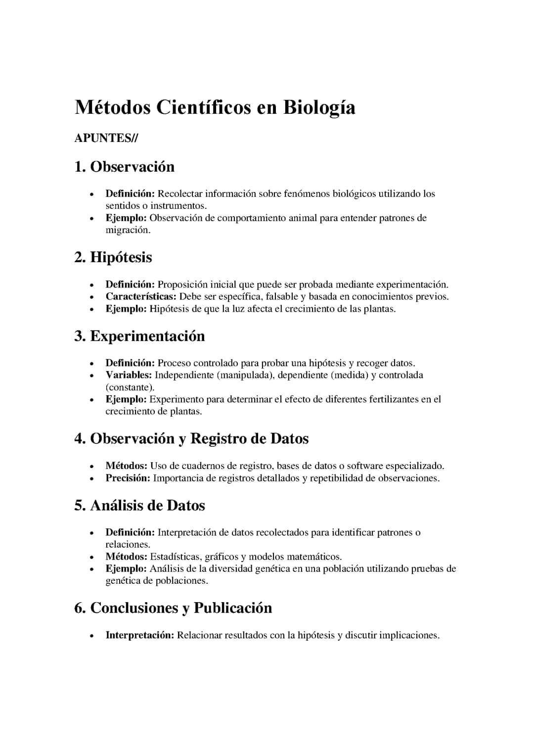 Métodos Científicos en Biología