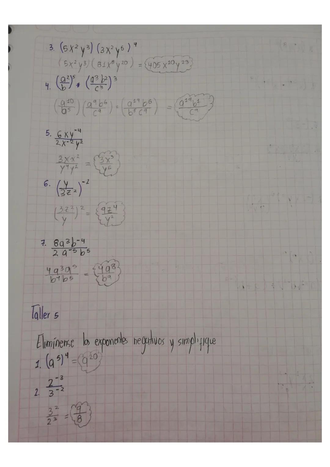 1.
Tarea
-7
(-7)
2. X 9
X"
-4
=X
-3
4-7
=
Y
3.64)5
64*5 26203
b4
4. (3x) 3
33. X3=27X3
5. X
5
$(99°
5
N
**
25
Simplificar
32
1. (2936²) (396