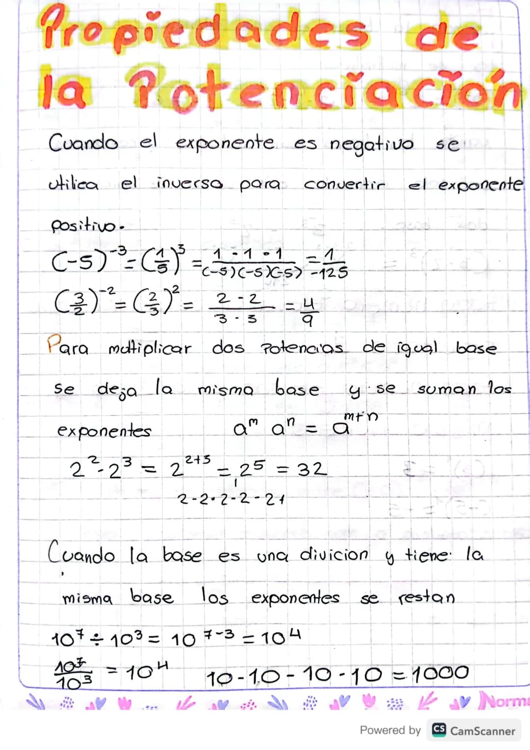 Potenciación de
numeros reales
IN
= Naturales {o....
Z = enteros {
Q
Ο
-
.003
= Racionales C-q0g)
I = Irracionales { π,√ √7)
| La potenciaci