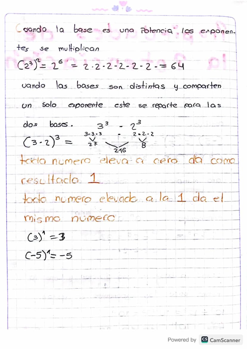 Potenciación de
numeros reales
IN
= Naturales {o....
Z = enteros {
Q
Ο
-
.003
= Racionales C-q0g)
I = Irracionales { π,√ √7)
| La potenciaci