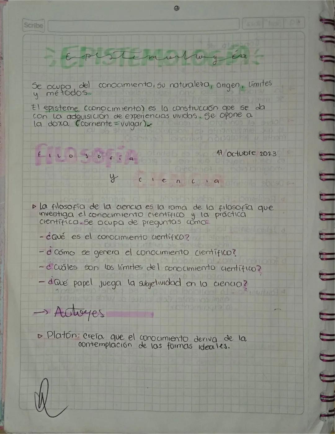 Scribe
Epistement way eat
ле
Se ocupa del conocimiento, su naturaleza, ongen
y
métodos
Limites
El episteme Cconocimiento) es la construcción