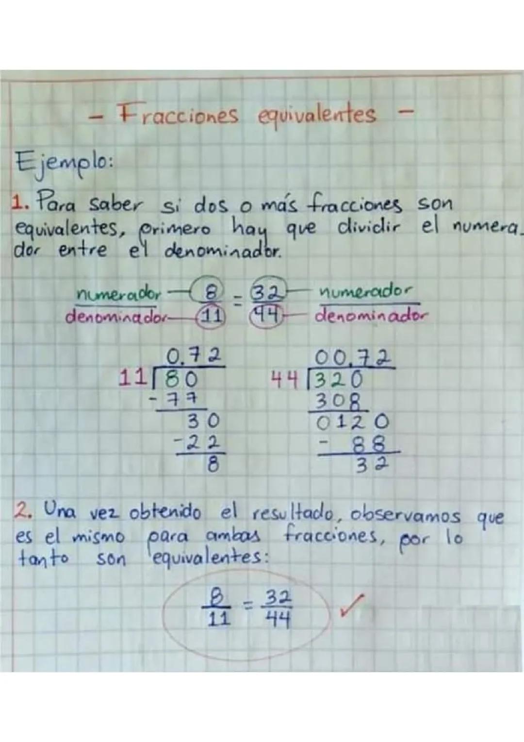 Algebra Fracciones equivalentes