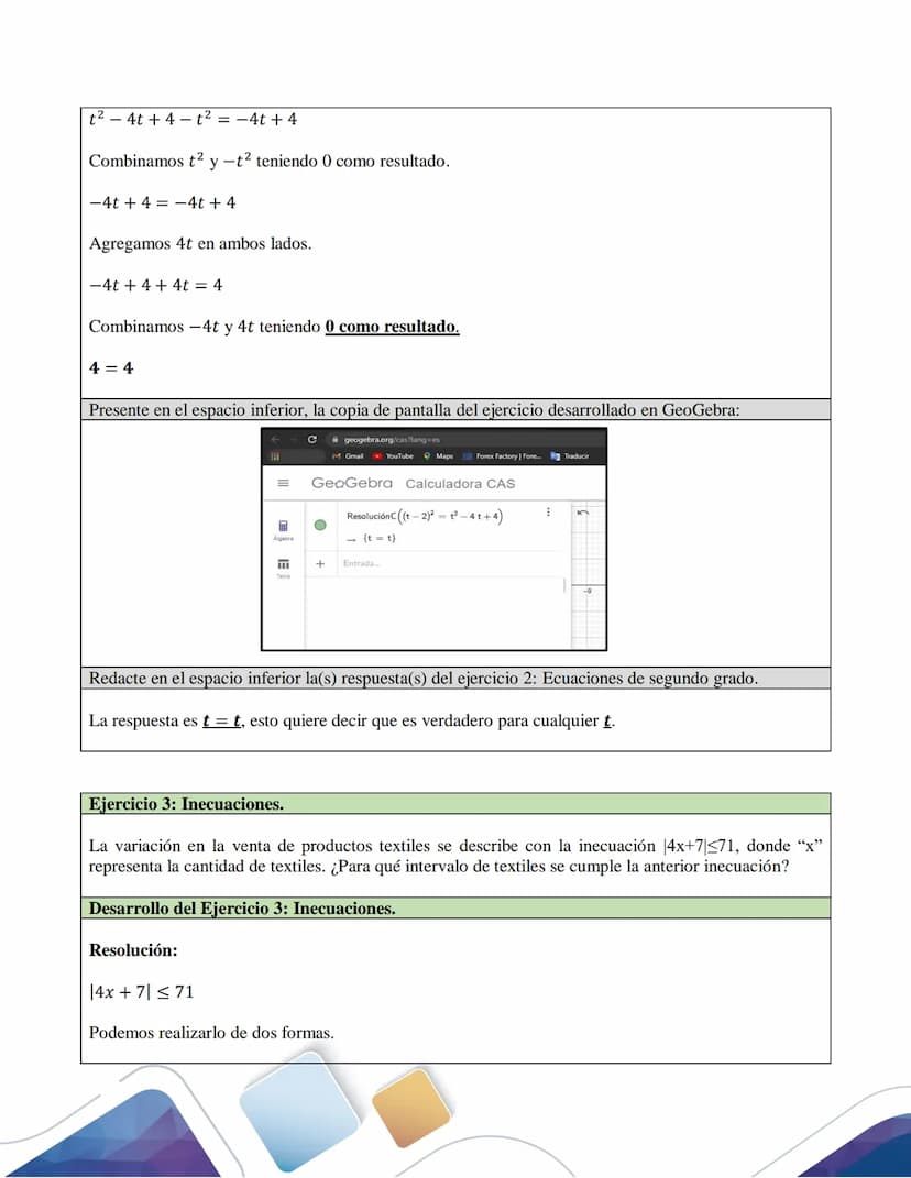Desarrollo de los ejercicios
Ejercicio 1. Ecuaciones de primer grado (solución de sistemas de ecuaciones)
Compro 2 kg de manzanas más 8 kg p