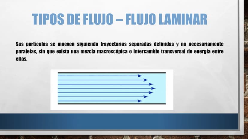 DINÁMICA DE FLUIDOS TIPOS DE FLUJO - FLUJO LAMINAR
Sus partículas se mueven siguiendo trayectorias separadas definidas y no necesariamente
p