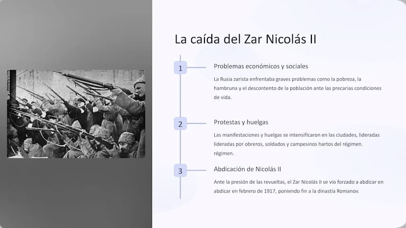 La Revolución Rusa
La Revolución Rusa fue un hito trascendental en la historia del siglo XX,
siglo XX, marcando el fin del Imperio Ruso y el