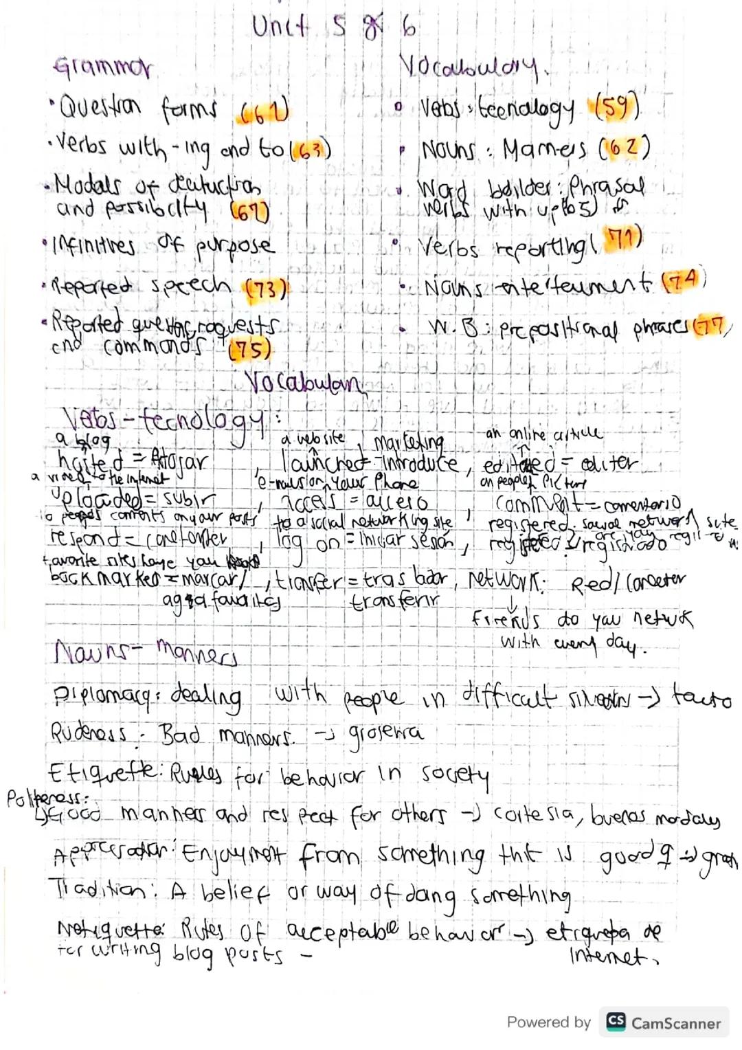 Basic English, modals of deduction, verbs of technology, nouns: manners 