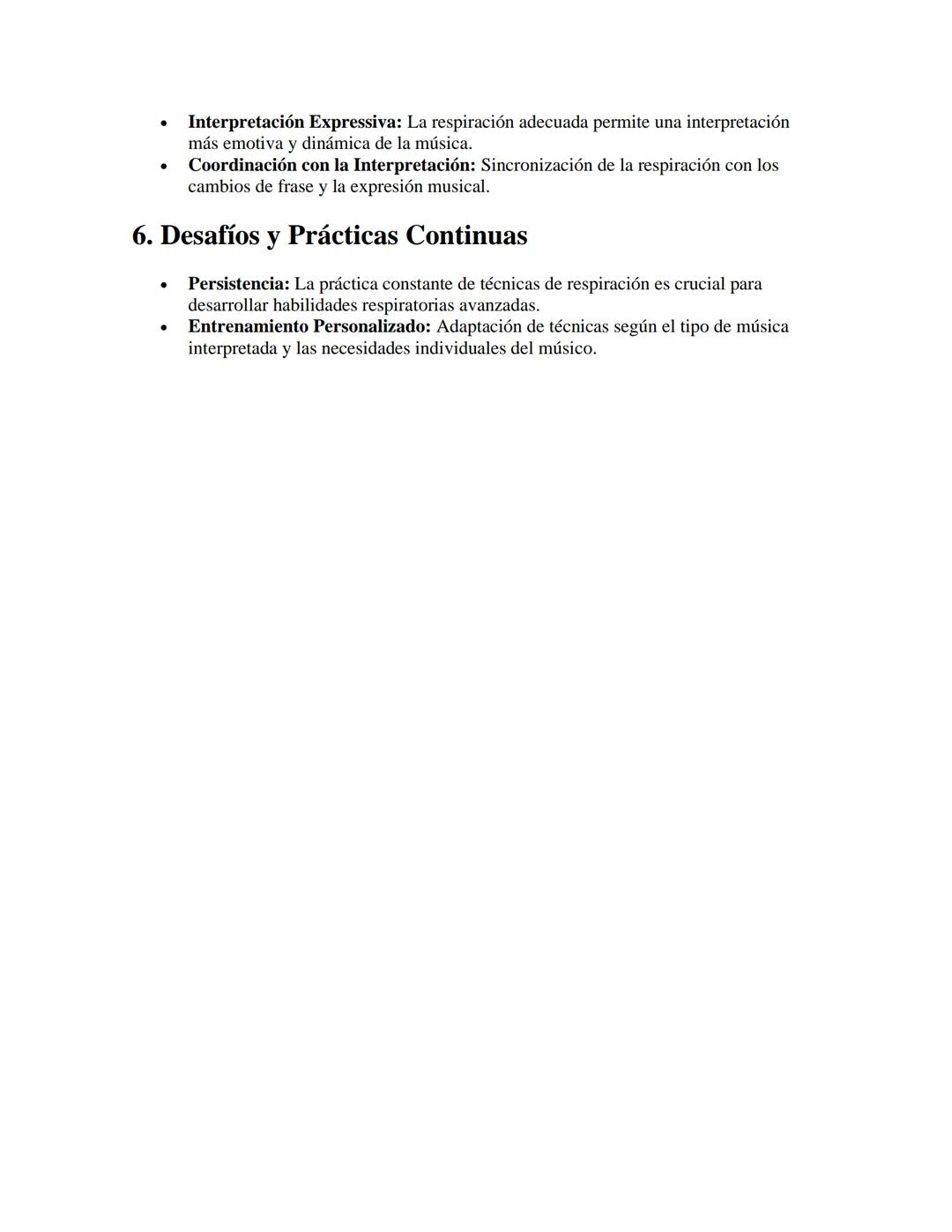 Técnicas de Respiración en la Música
APUNTES//
1. Importancia de la Respiración
•
•
Fundamento: La respiración adecuada es esencial para la 