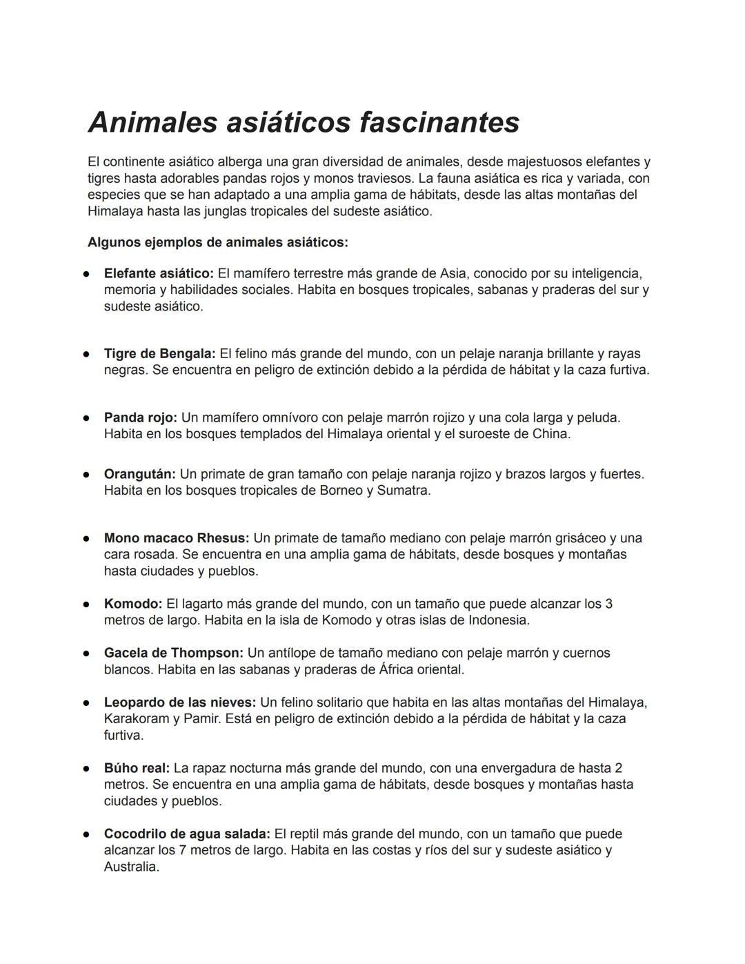 # Animales asiáticos fascinantes

El continente asiático alberga una gran diversidad de animales, desde majestuosos elefantes y
tigres hasta