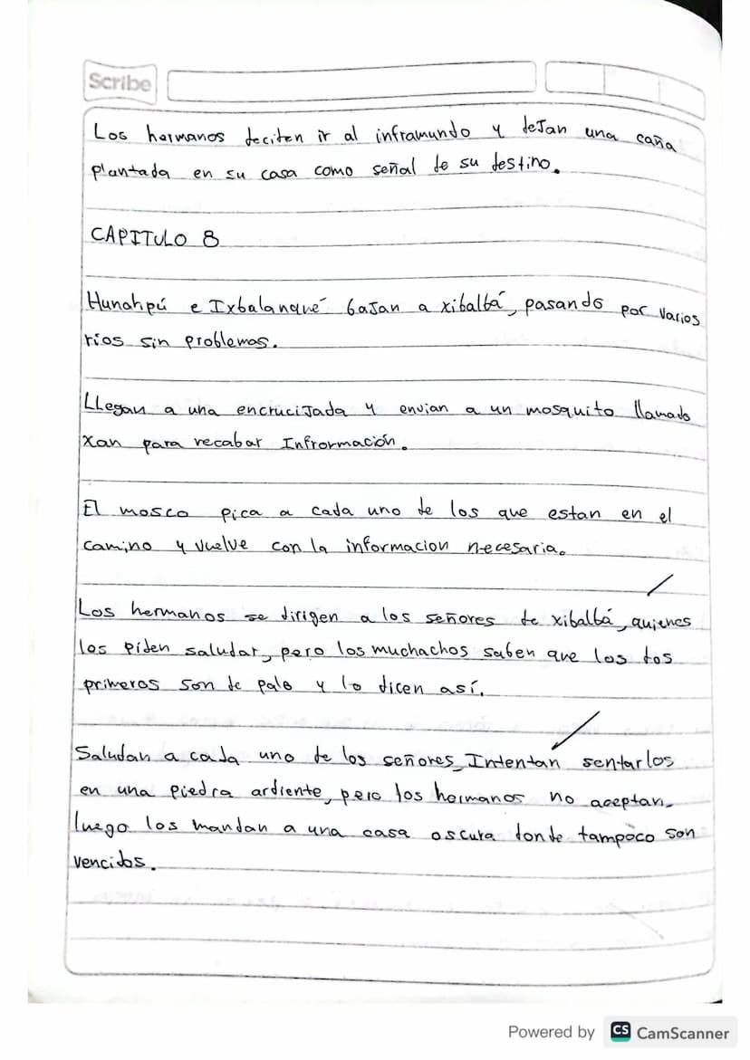 RESUMEN
POPOL VUH
Scribe
Powered by CS CamScanner Scribe
PRIMERA PARTE
I CAPITULO
A principio toto esta
en silencio solo existia el
cielo y 
