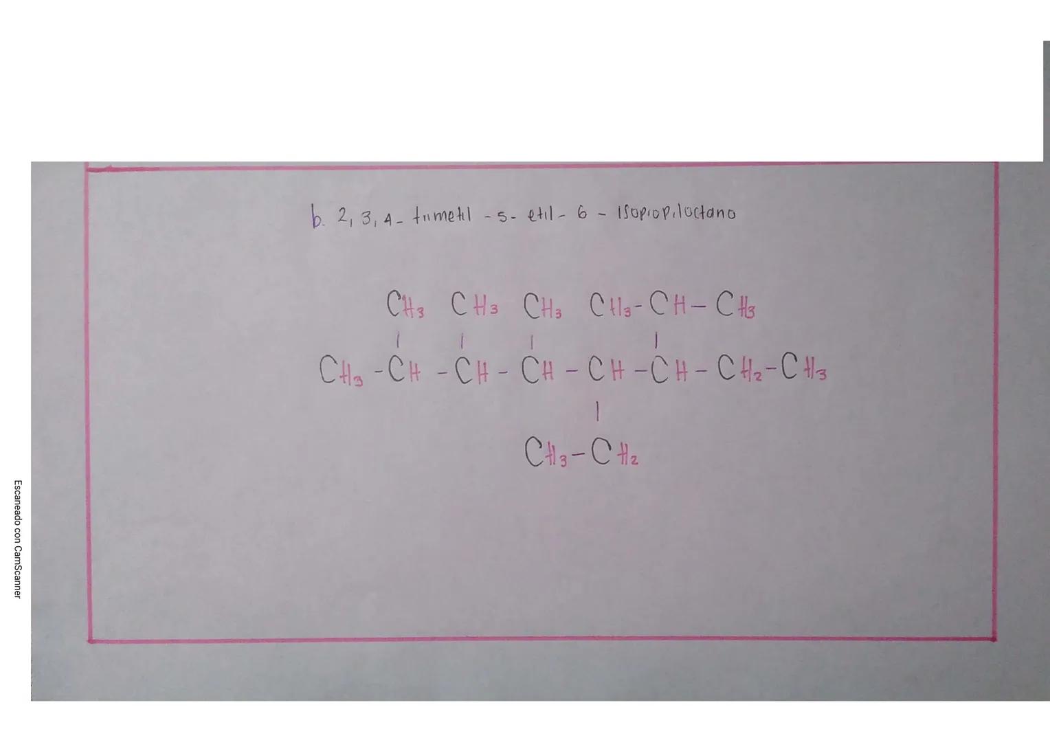 Escaneado con CamScanner
NOMENCLATURA DE ALCANOS
CH
141
CH3
1
CH C-CH3 CH2)
1p
CH3
1
CH-CH₂
CH
CC
CH
7= Elil
CH CH C₂- C Citt₂ CH CH₂ C₂- C₁
