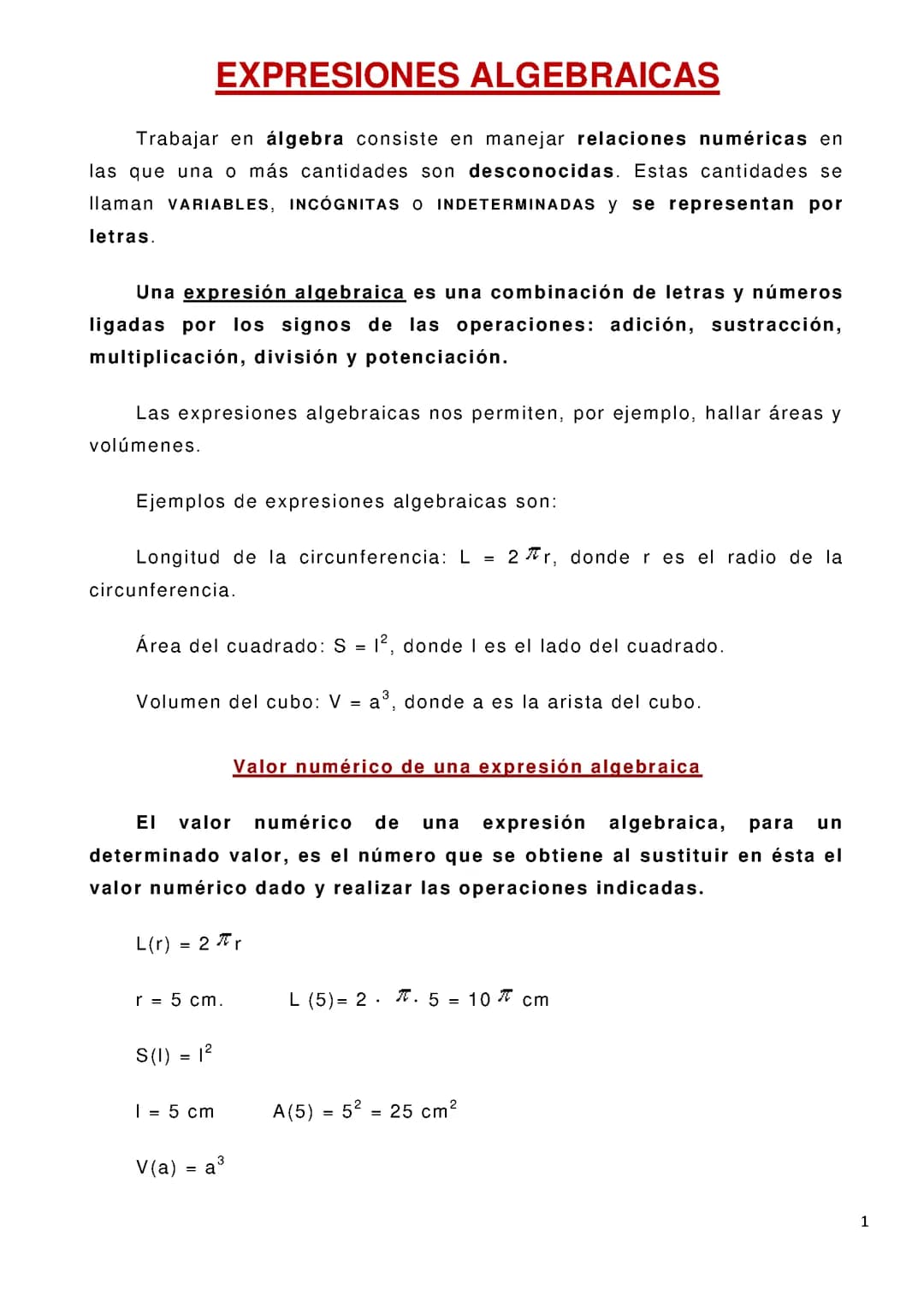 Expresiones algebraicas 