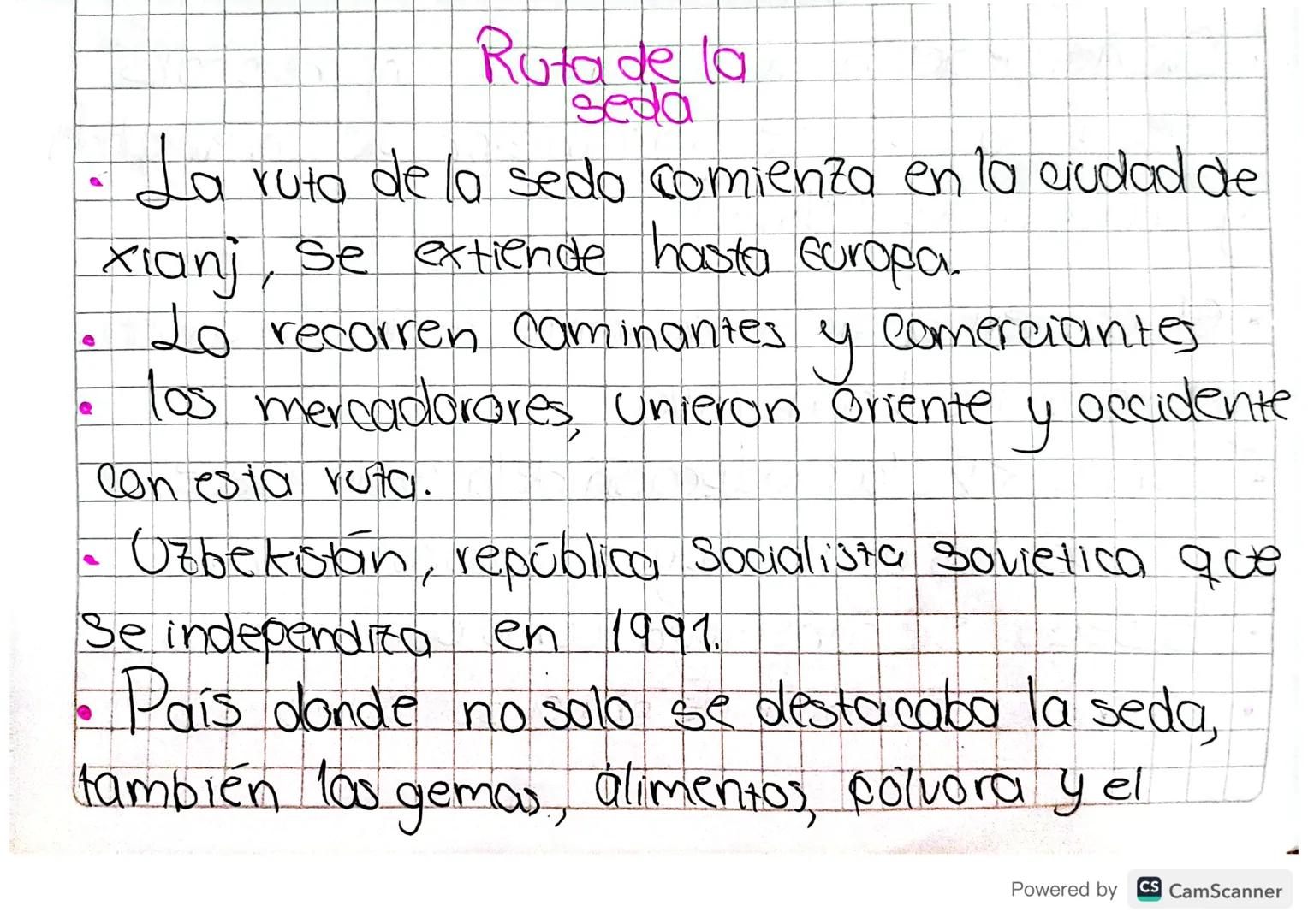 Ruta de la
seda
La ruto de lo sedo comienza en la ciudad de
xianj, se extiende hasta Europa.
Lo recorren Caminantes
y
Comerciante
y
los merc