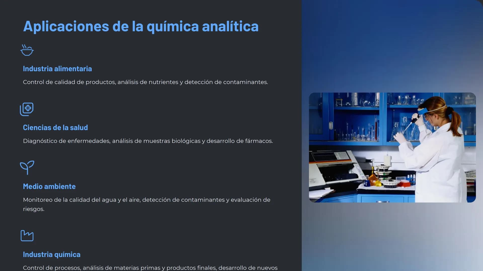 la química
analítica
La química analítica es un campo fundamental en la
ciencia que se centra en el estudio de la composición,
estructura y 