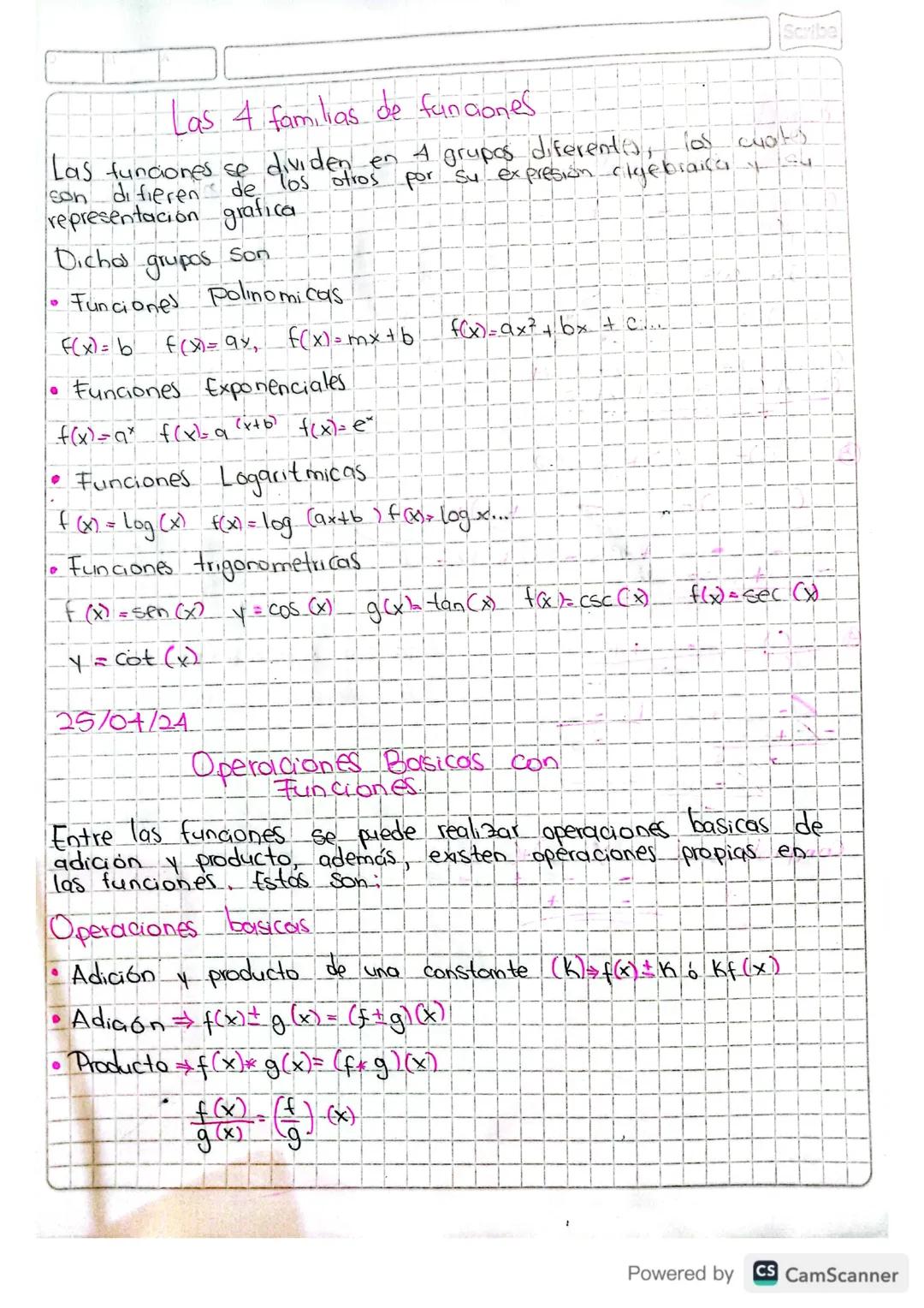Scribe
# Las 4 familias de funaones
Las funciones se dividen en 4 grupos diferents, los chats
son difieren de otros por su expresión algebra