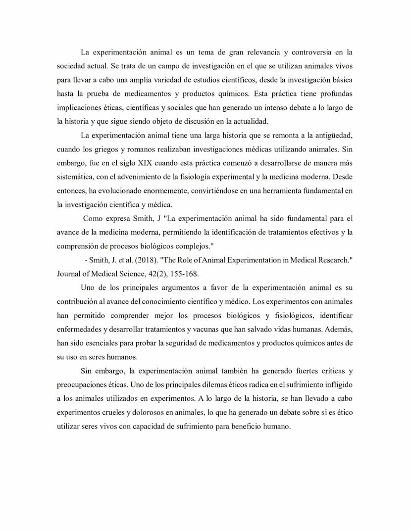 La experimentación animal es un tema de gran relevancia y controversia en la
sociedad actual. Se trata de un campo de investigación en el qu