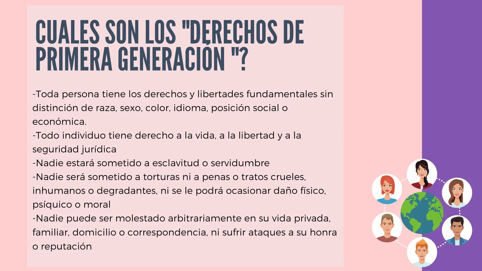 sto
DERECHOS DE
PRIMERA GENERACION
Tambien llamados Derechos Civiles
Y
Políticos
2
N QUE SON LOS DERECHOS DE
PRIMERA GENERACION
Los derechos