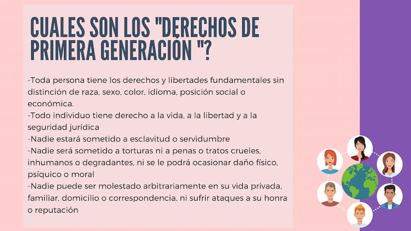 sto
DERECHOS DE
PRIMERA GENERACION
Tambien llamados Derechos Civiles
Y
Políticos
2
N QUE SON LOS DERECHOS DE
PRIMERA GENERACION
Los derechos