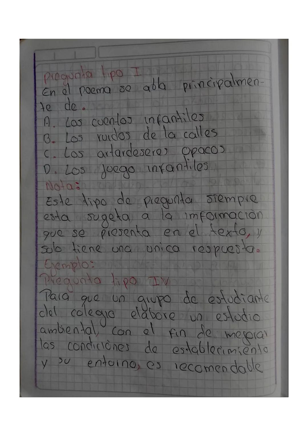 Fecha: 21 de mayo/24

Area: Lengua castellana

Tema: Preguntas tipos icfes
Preguntas tipos iczOS.
Tipos de preguntas.
La evaluación Icfes se