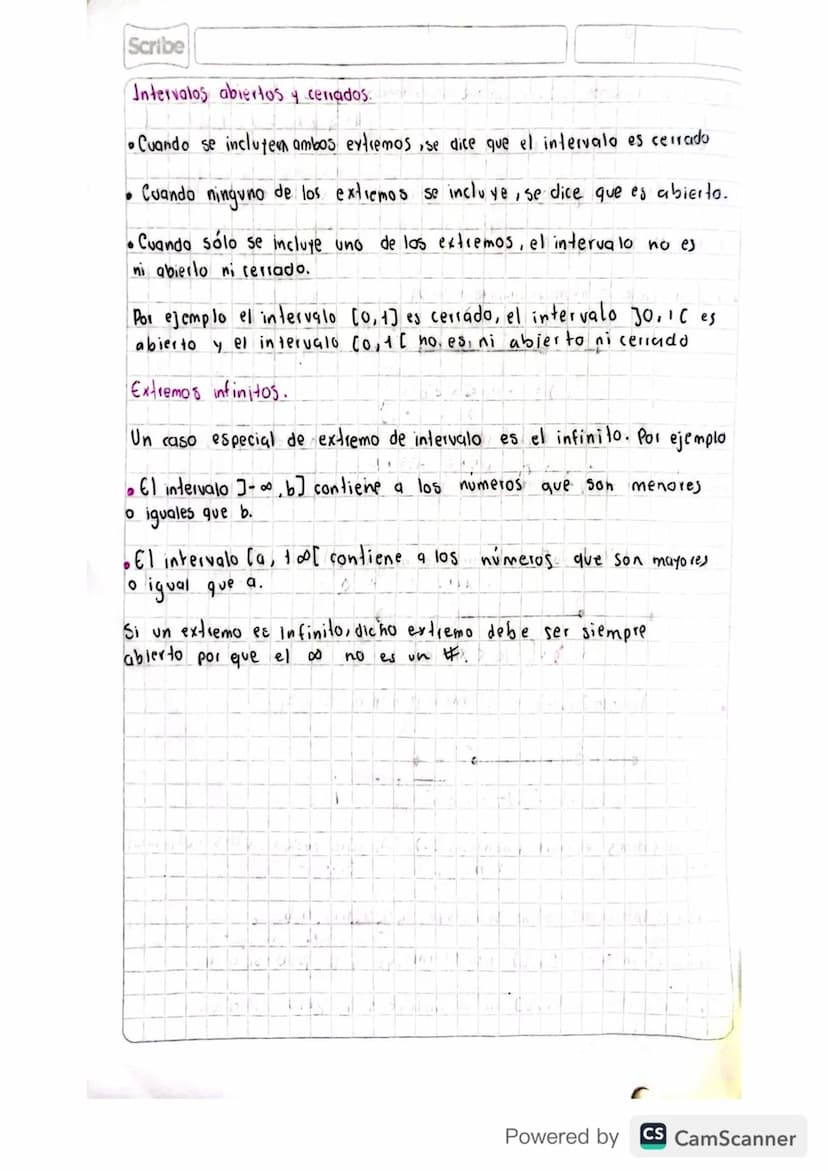 Scribe
¿Que es un intervalo?
Informalmente, un intervalo es el conjunto de los números comprendidos
entre dos números. Por ejemplo, el inter